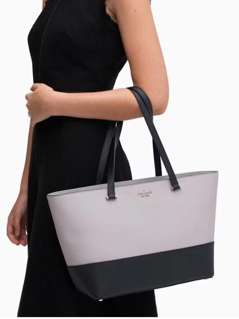 kate spade Two-Tone Cream & Black Leather Tote